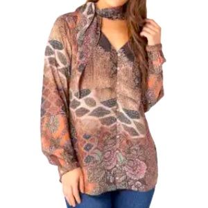NWT Tolani Collection Floral Printed Long Sleeve Blouse - Fits Up to Small